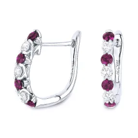 0.49Ct Ruby Hoops Earrings In 14K White Gold