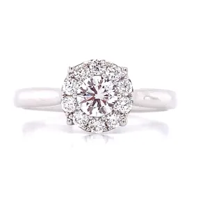 0.86ct tw Round Brilliant-cut Shape Diamond Halo White Gold Ring