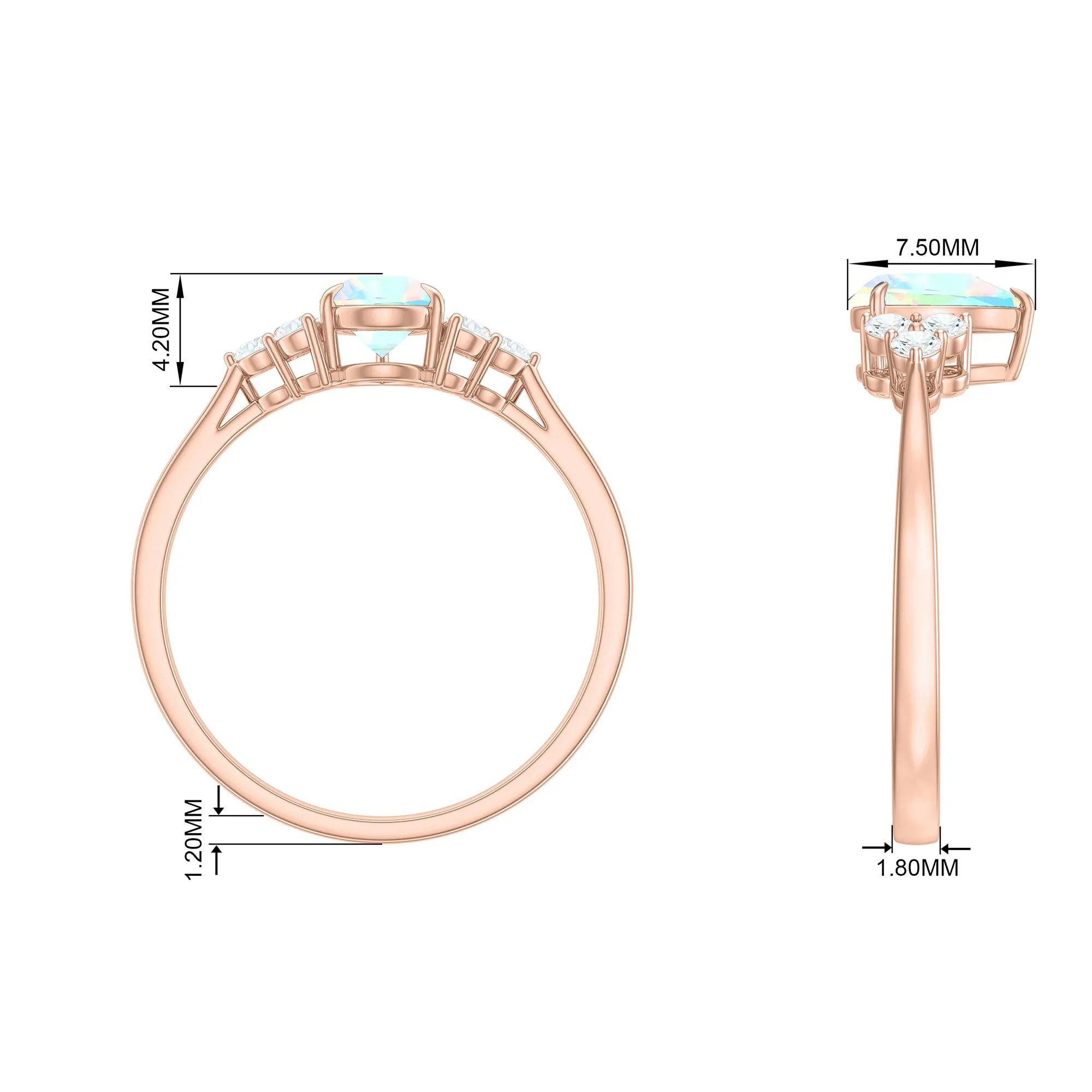 1 CT Pear Shape Ethiopian Opal and Diamond Trio Engagement Ring