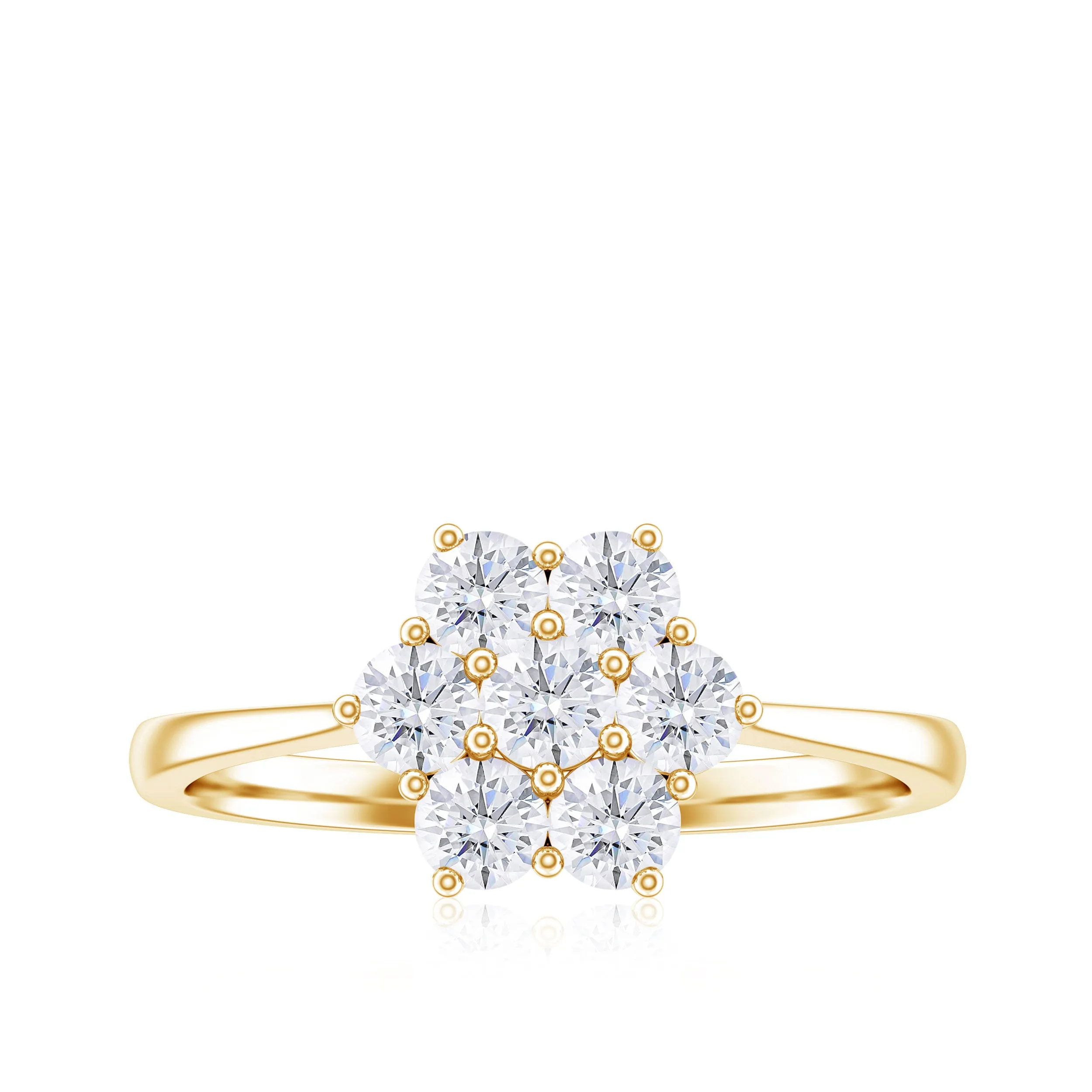 1 CT Round Shape Diamond Cluster Flower Ring