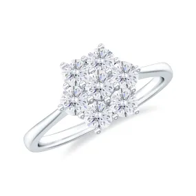 1 CT Round Shape Diamond Cluster Flower Ring