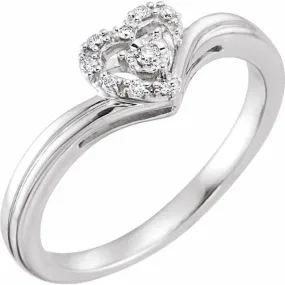 10K White Gold .06 CTW Natural Diamond Heart Promise Ring