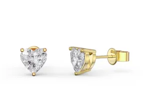 10k Yellow Gold Plated 1/2 Carat Heart Created White Sapphire Stud Earrings