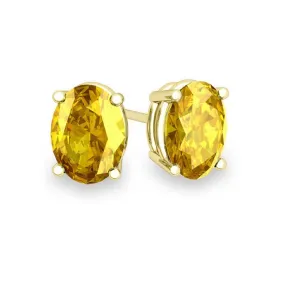 10k Yellow Gold Plated 1/2 Carat Round Created Yellow Sapphire Stud Earrings