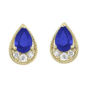 10Kt Yellow Gold Diamond 1/10Ctw & Sapphire 1Ctw Earring