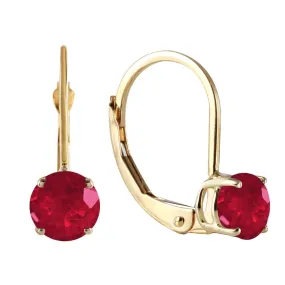 1.2 Carat 14K Solid Yellow Gold Fire Flame Ruby Earrings