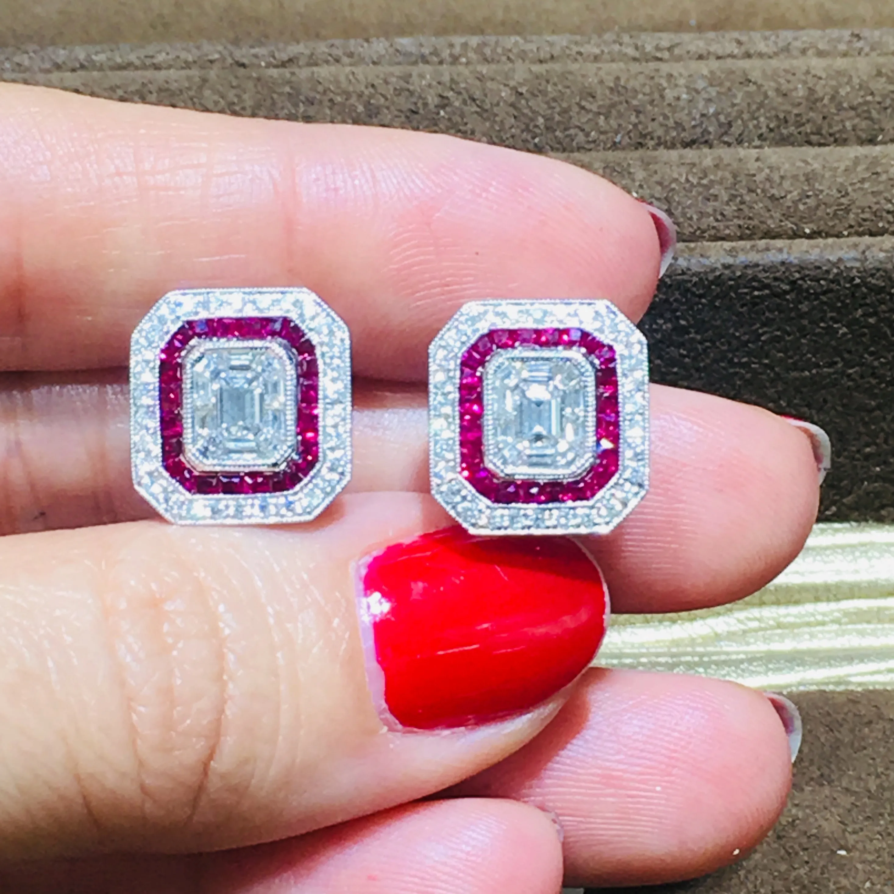 1.22ct t.w. Diamond and Ruby Earrings