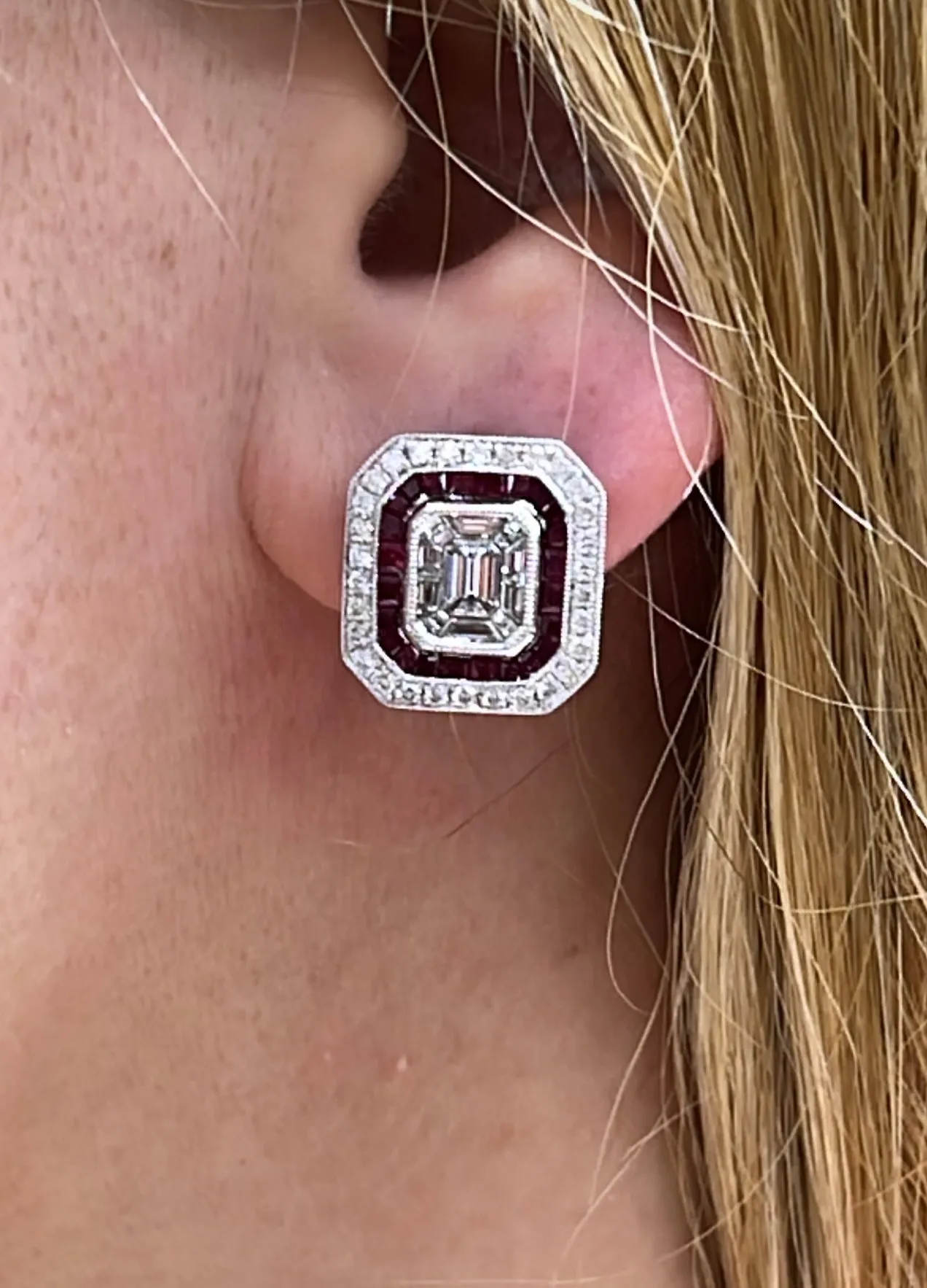 1.22ct t.w. Diamond and Ruby Earrings