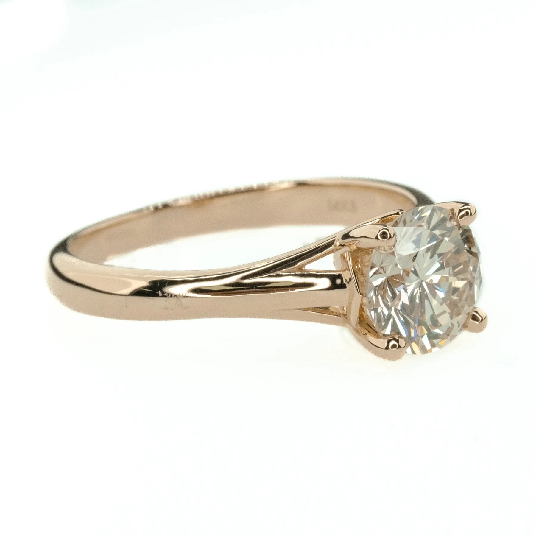 1.30ct Round Brilliant Cut Diamond Solitaire Ring in 14K Rose Gold Size 7.25