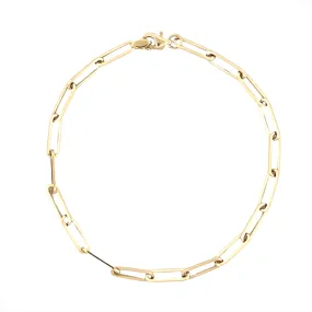 14K Gold Small Paper Clip Bracelet