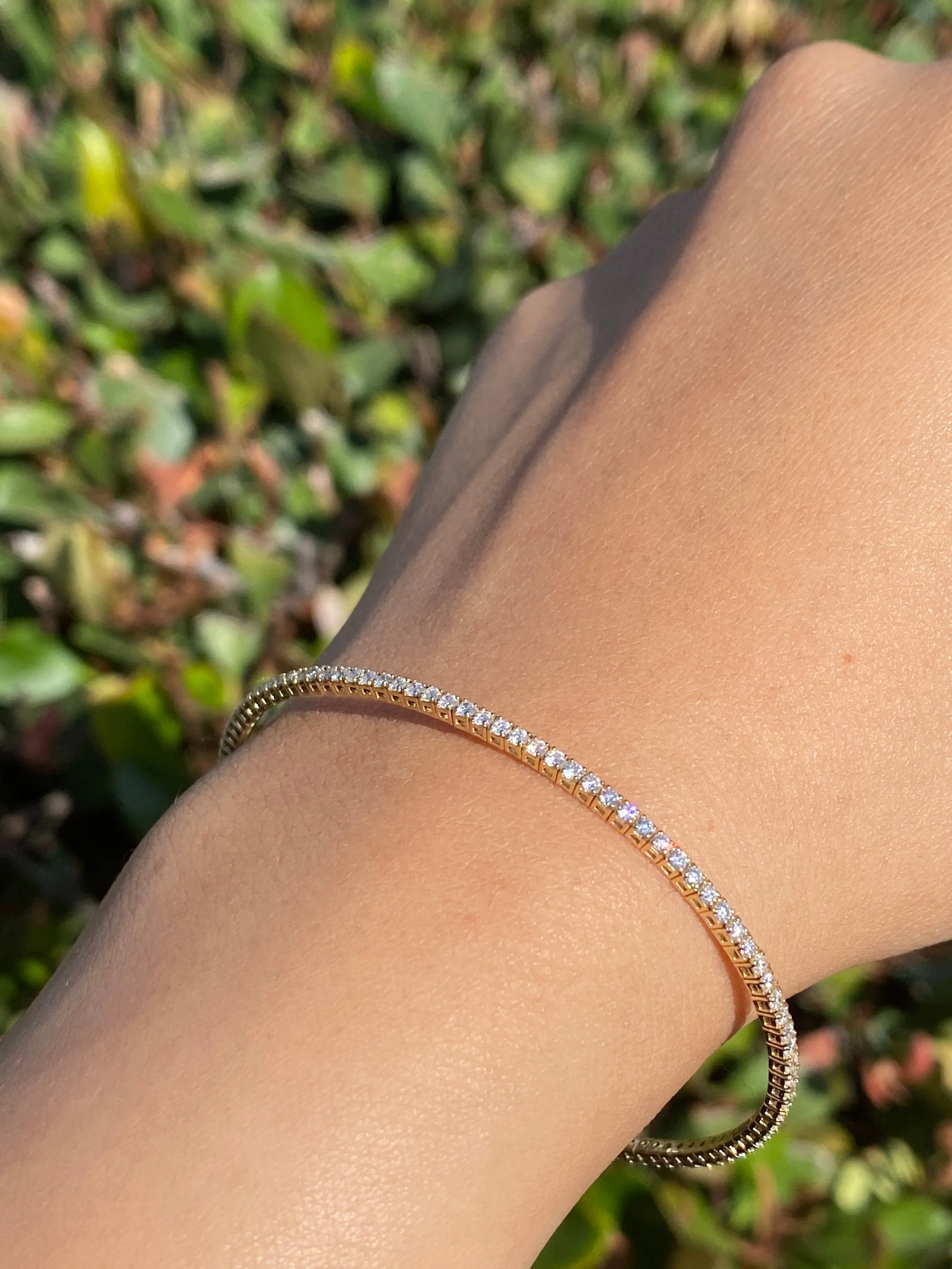 14K Gold Thin Flexible Tennis Bangle