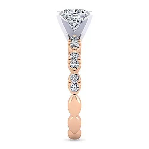 14k Rose Gold 0.45Ct Diamond Engagement Ring Mounting with Cubic Zirconia Center