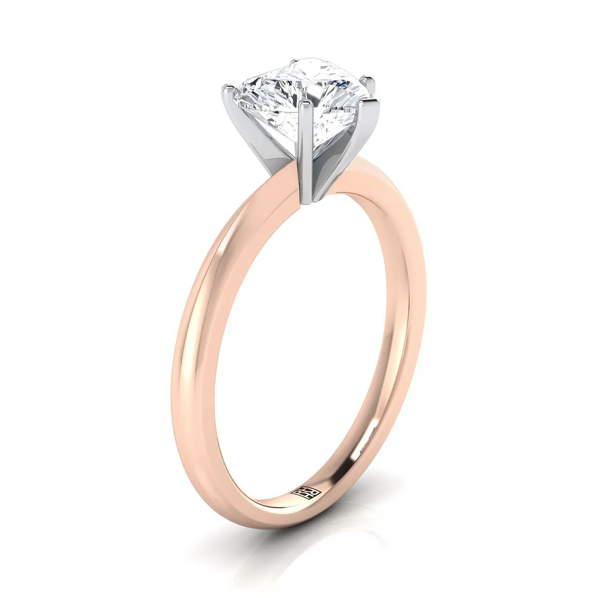 14K Rose Gold Heart Shape Center  Petite Knife Edge Solitaire Engagement Ring