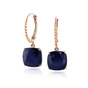 14K Solid Rose Gold Leverback Earrings Natural Sapphire Jewelry