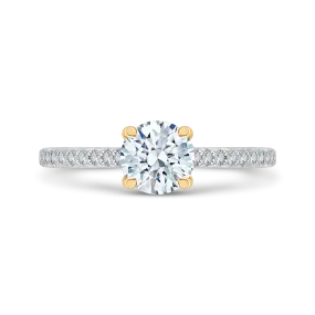 14K Two Tone Gold Round Diamond Engagement Ring (Semi Mount)