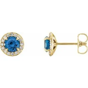 14K White 5 mm Lab-Grown Blue Sapphire & 1/8 CTW Natural Diamond Earrings