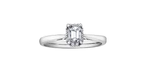 14k White Gold Emerald Cut Diamond Halo Engagement Ring