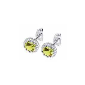 14k White Gold Plated 3 Ct Created Halo Round Yellow Sapphire Stud Earrings