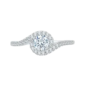 14K White Gold Round Cut Diamond Promise Engagement Ring