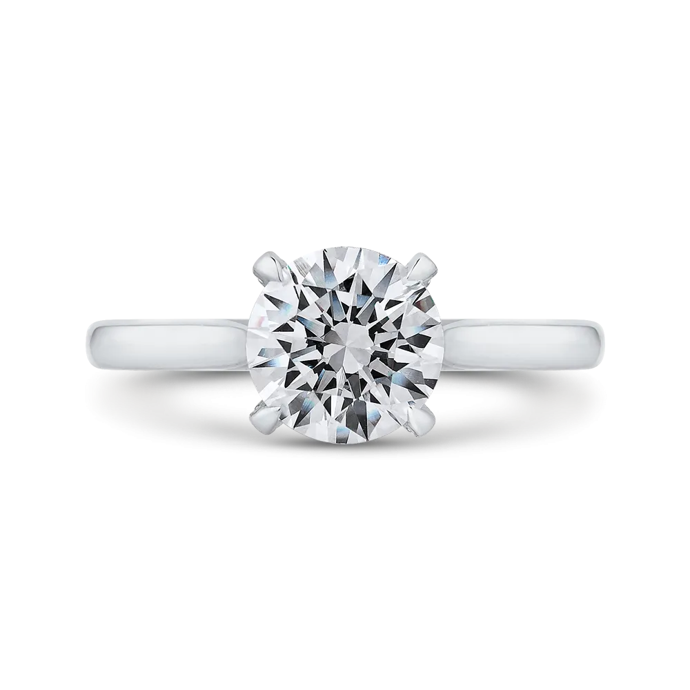 14K White Gold Round Diamond Classic Engagement Ring (Semi Mount)