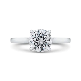 14K White Gold Round Diamond Classic Engagement Ring (Semi Mount)