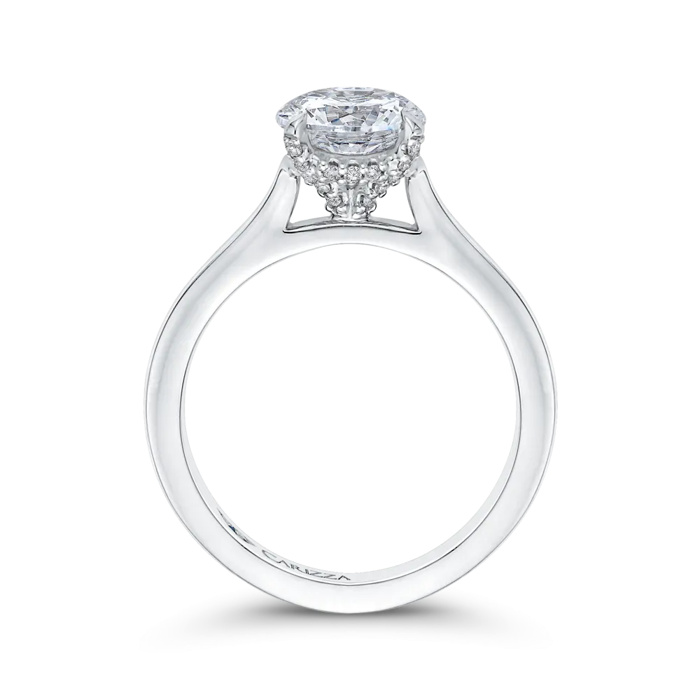 14K White Gold Round Diamond Classic Engagement Ring (Semi Mount)