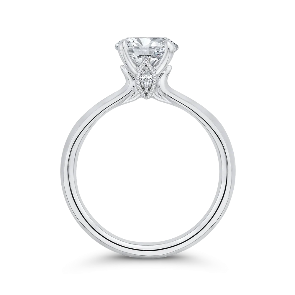 14K White Gold Round Diamond Engagement Ring (Semi Mount)