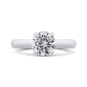 14K White Gold Round Diamond Engagement Ring (Semi Mount)