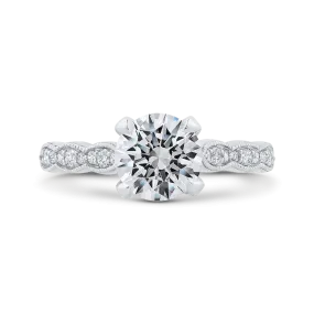 14K White Gold Round Diamond Engagement Ring (Semi Mount)