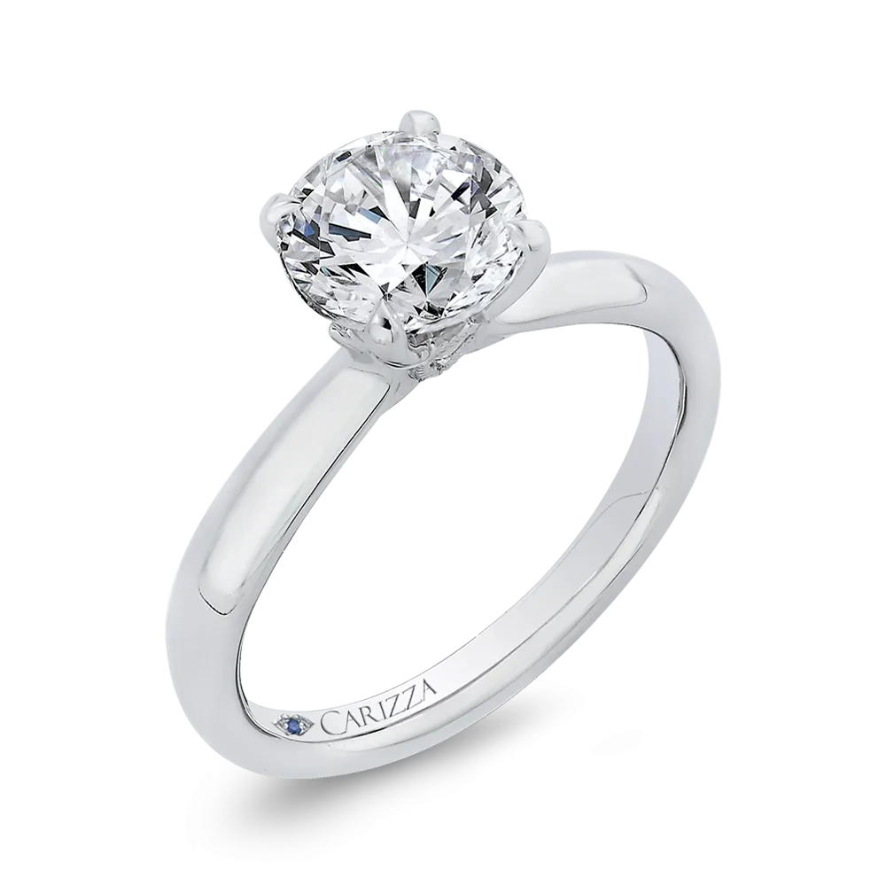 14K White Gold Round Diamond Engagement Ring (Semi Mount)