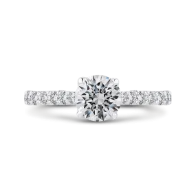 14K White Gold Round Diamond Engagement Ring (Semi Mount)