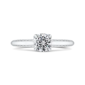 14K White Gold Round Diamond Engagement Ring