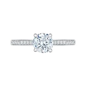 14K White Gold Round Diamond Solitaire with Accents Engagement Ring (Semi Mount)