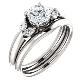 14K White Gold Round Engagement Ring Matching Band 122316:1675:PMB