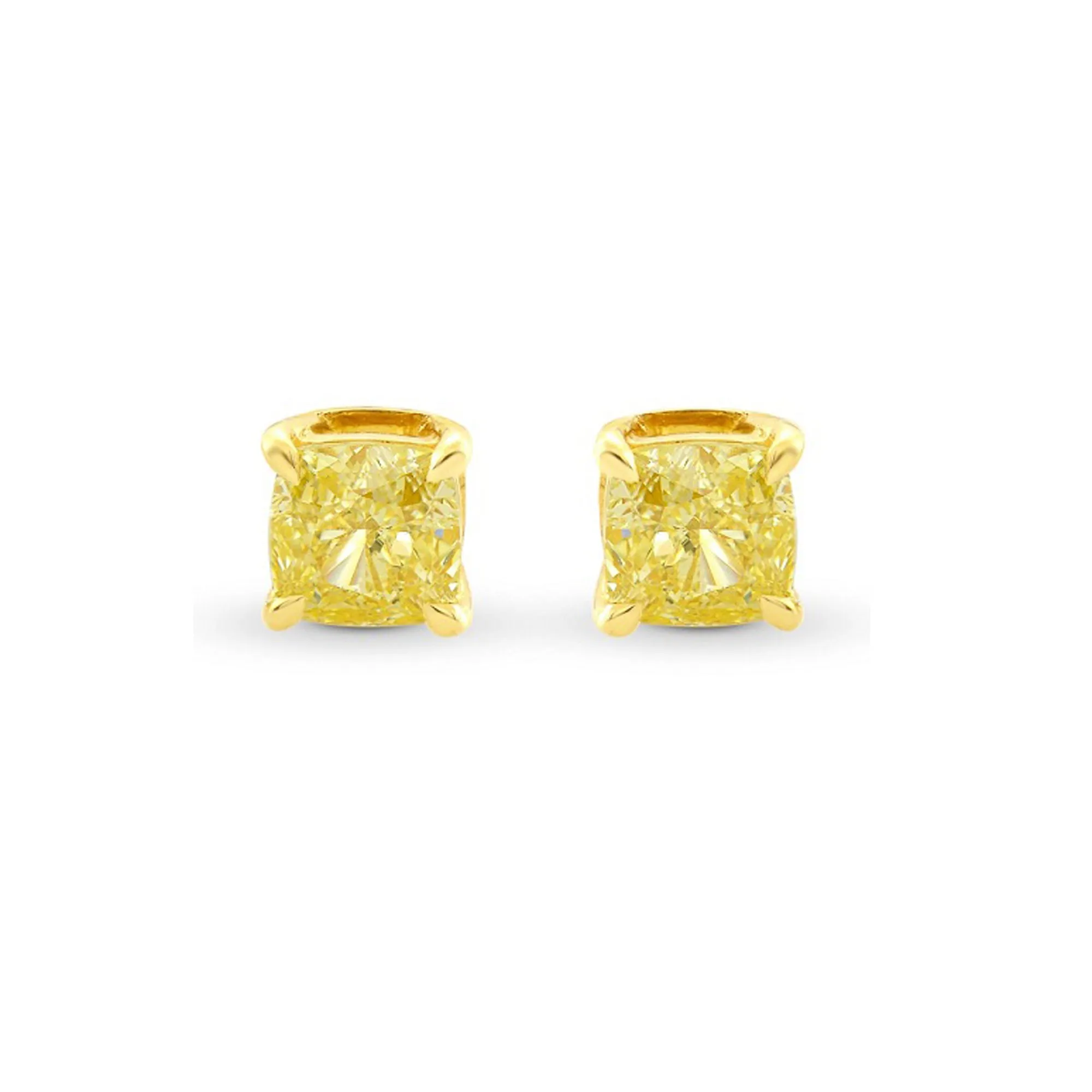 14k Yellow Gold Plated 1 Carat Square Created Yellow Sapphire Stud Earrings