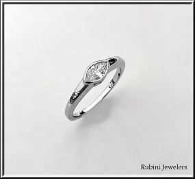 14Kt White Gold Solitaire Marquise Diamond Ring