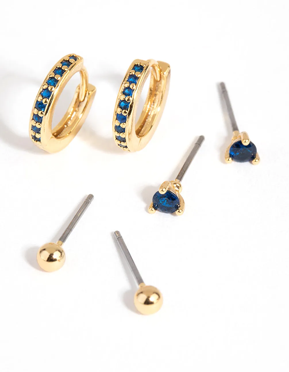 18ct Gold Plated Cubic Zirconia September Sapphire Earring Pack