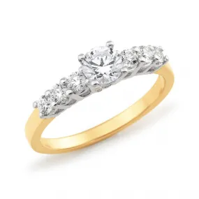 18CT Two Tone Diamond Claw Set Shoulder Stone Engagement Ring