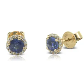 18ct Yellow Gold Sapphire & Diamond Studs