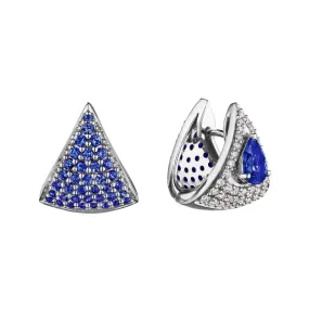 18k Mirage White Gold Earring With 0.38 Cts Vs-Gh Diamonds  And Sapphire