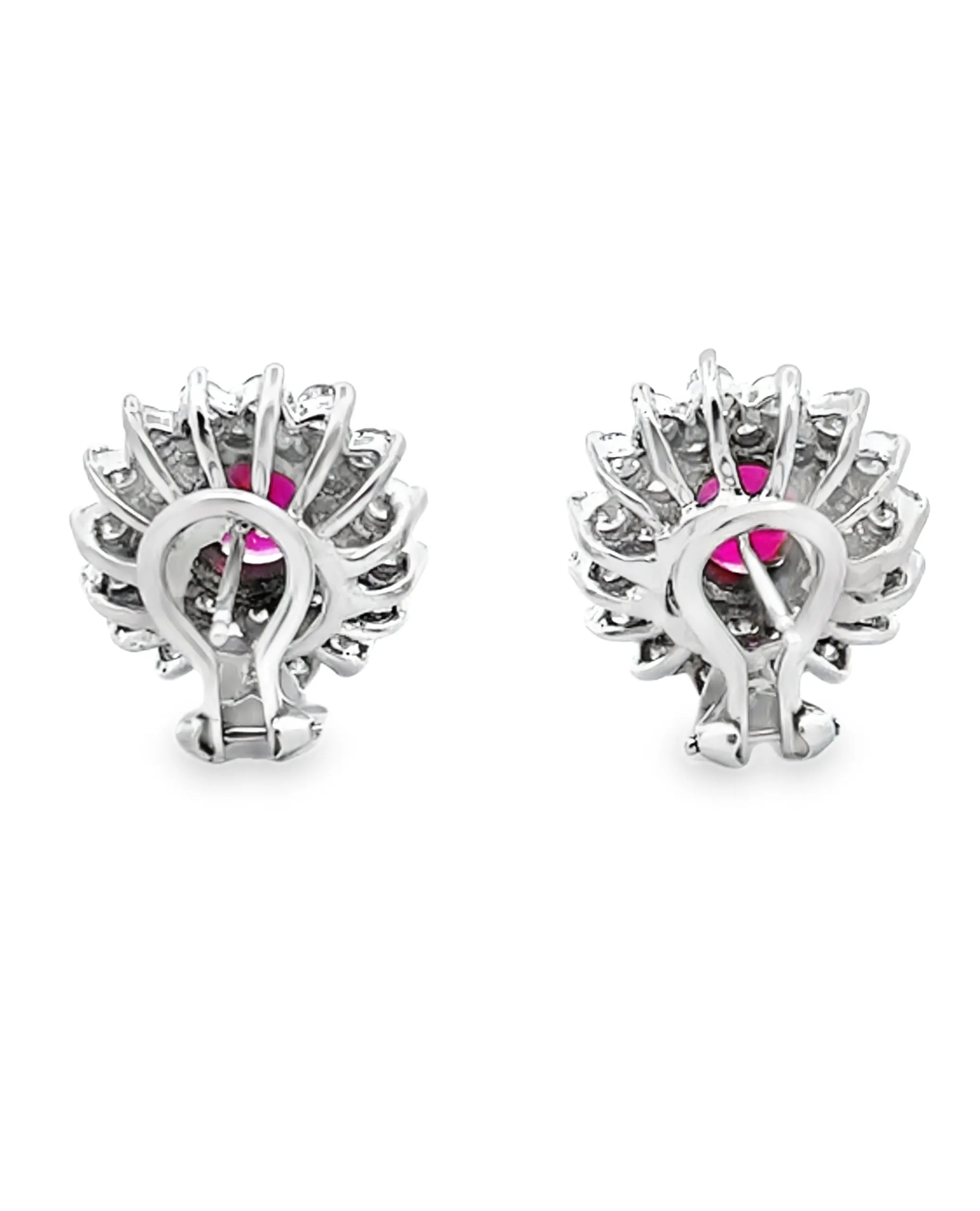 18K White Gold Diamond and Ruby Earrings