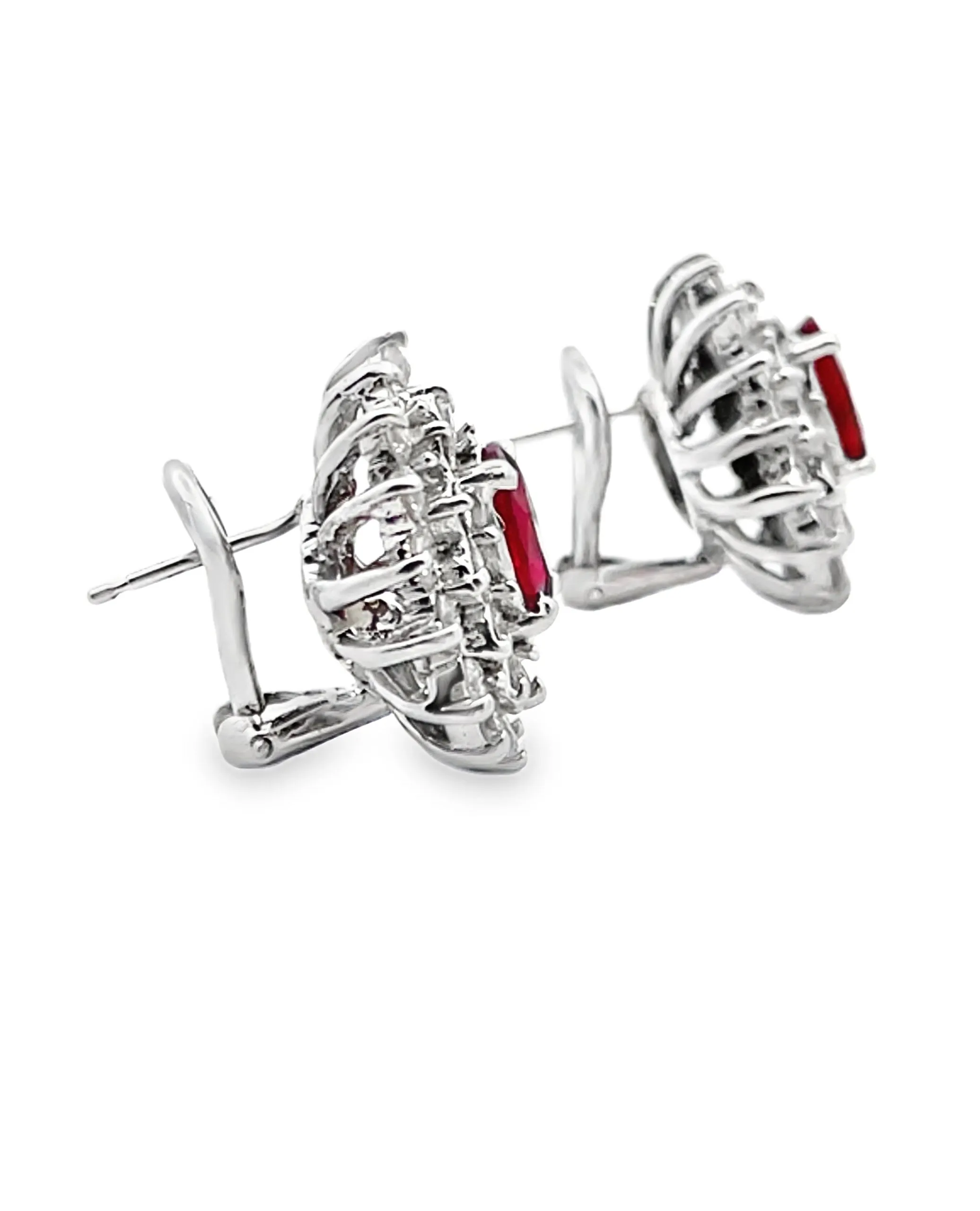 18K White Gold Diamond and Ruby Earrings