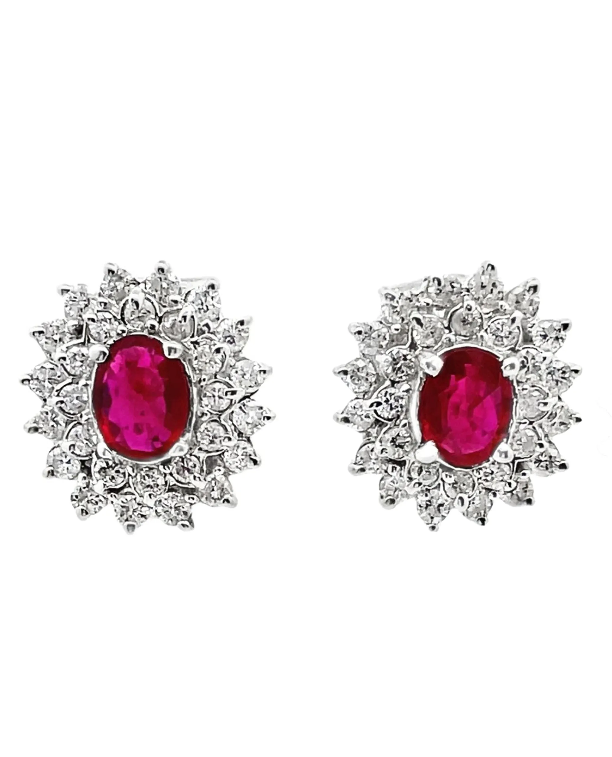 18K White Gold Diamond and Ruby Earrings