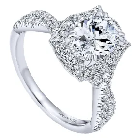 18k White Gold Woven Diamond Halo Engagement Ring - ER10466W83JJ