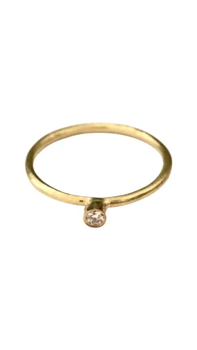 18k Yellow Gold Dainty Diamond Solitaire Ring