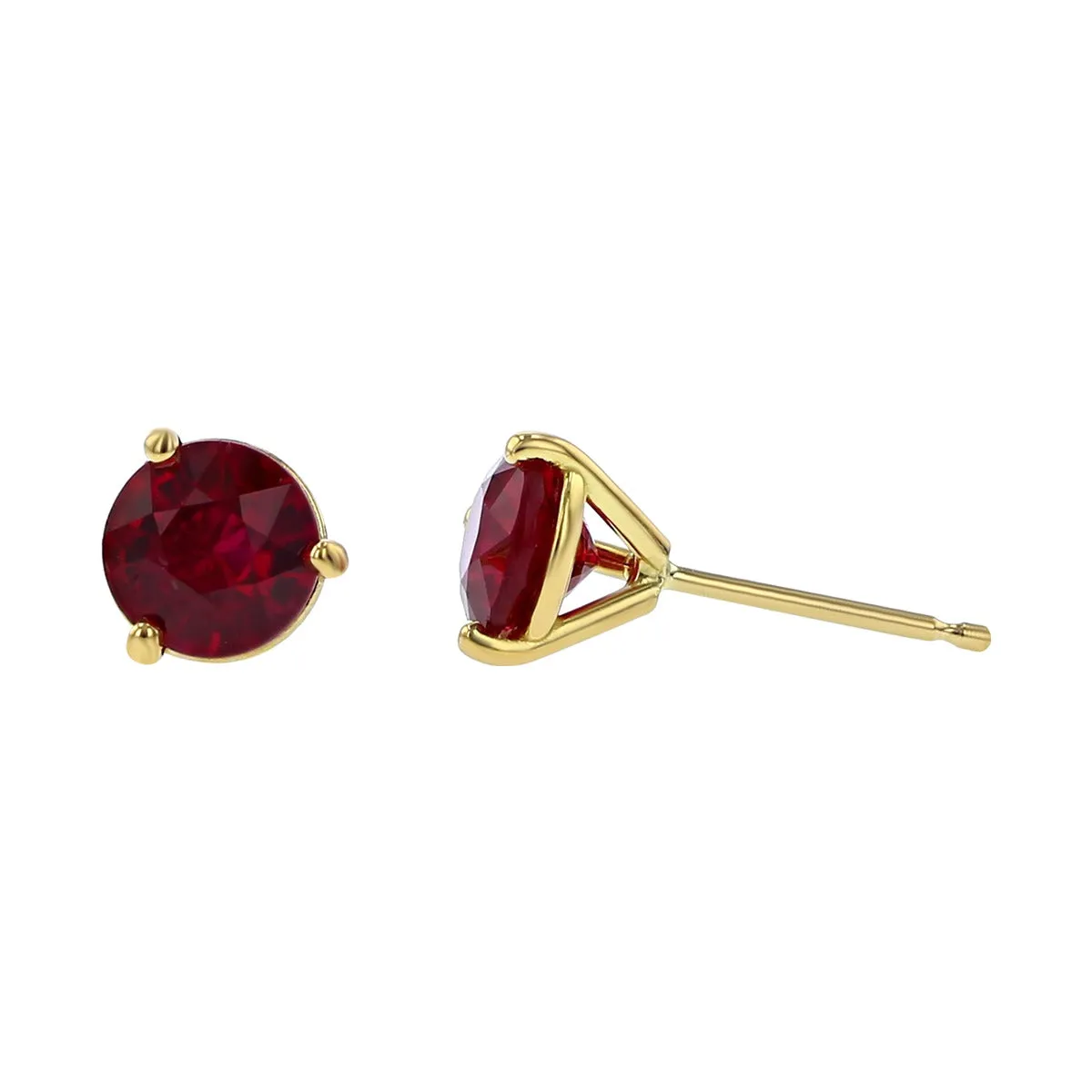 18K Yellow Gold Madagascar Ruby Stud Earrings