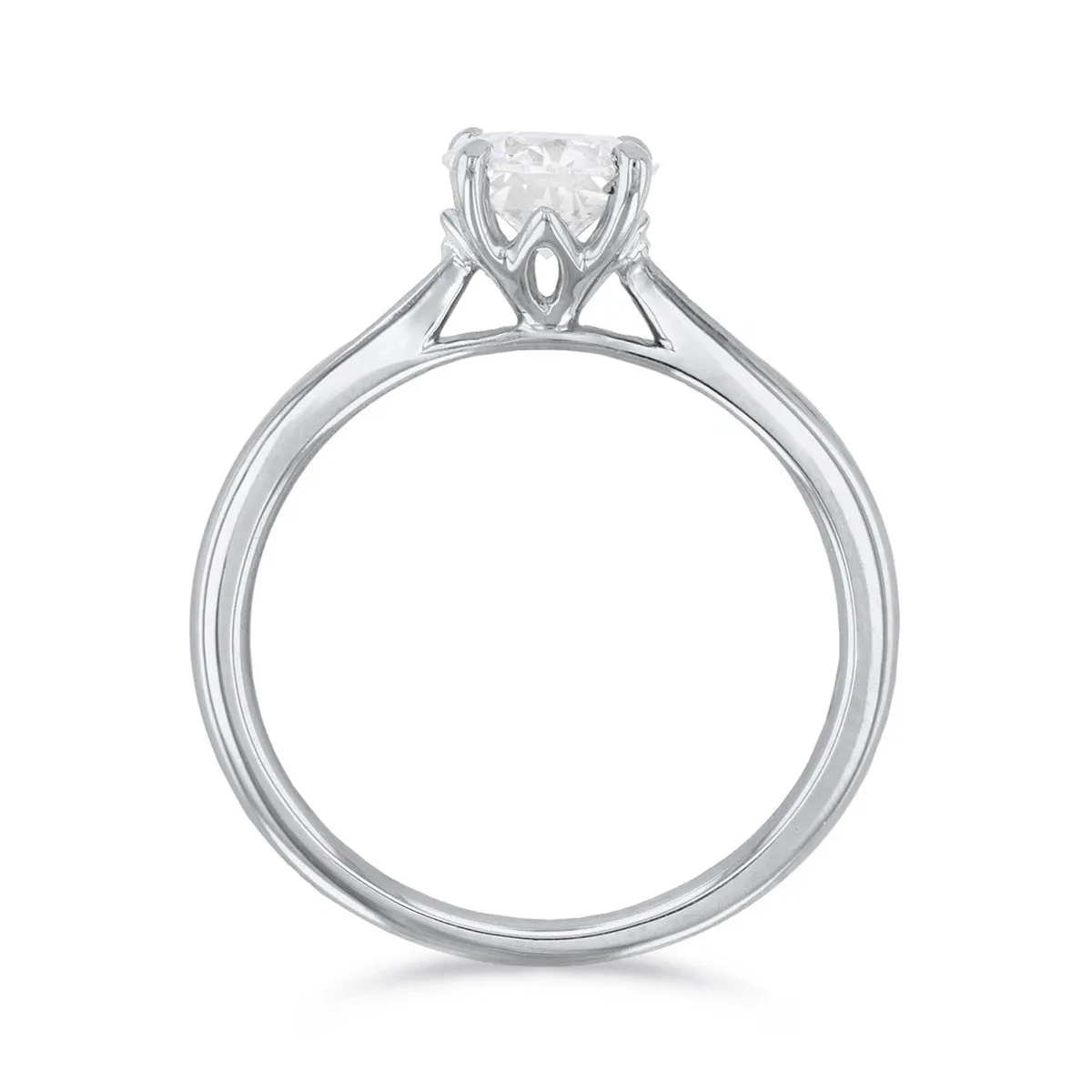 2-00ct Poppy Plain Round Brilliant Cut Diamond Solitaire Engagement Ring | 18ct-White-Gold