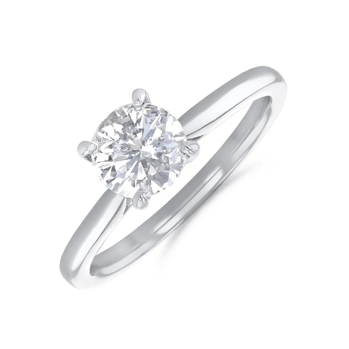 2-00ct Poppy Plain Round Brilliant Cut Diamond Solitaire Engagement Ring | 18ct-White-Gold