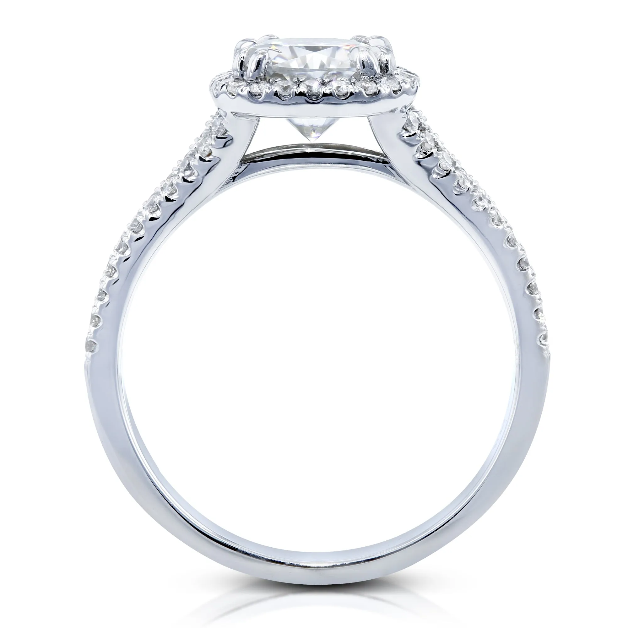 2-1/2ct.tw Cushion Moissanite & Diamond Halo Split-shank