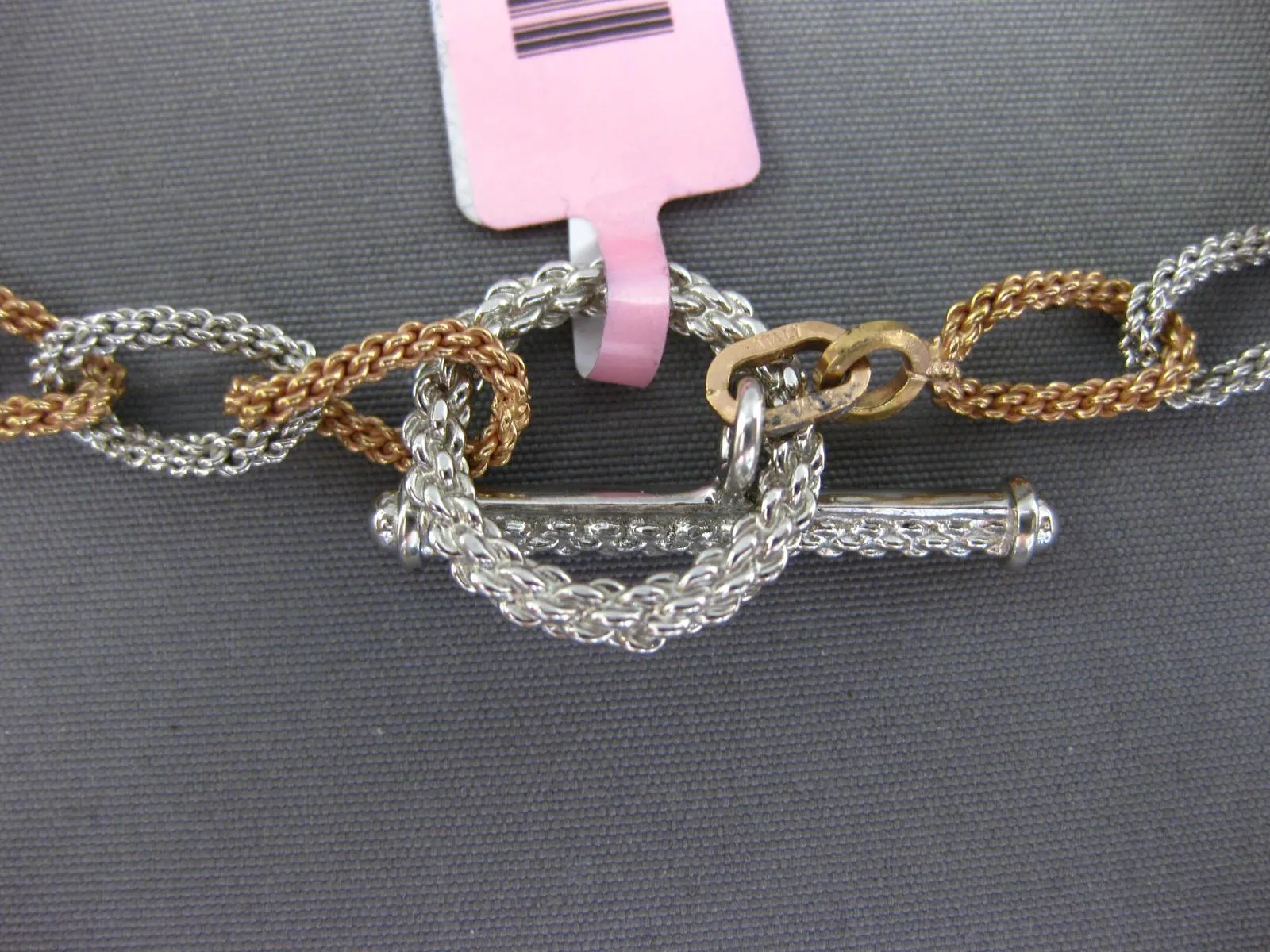 .25CT DIAMOND 14KT WHITE & ROSE GOLD HANDCRAFTED FILIGREE TOGGLE LINK BRACELET